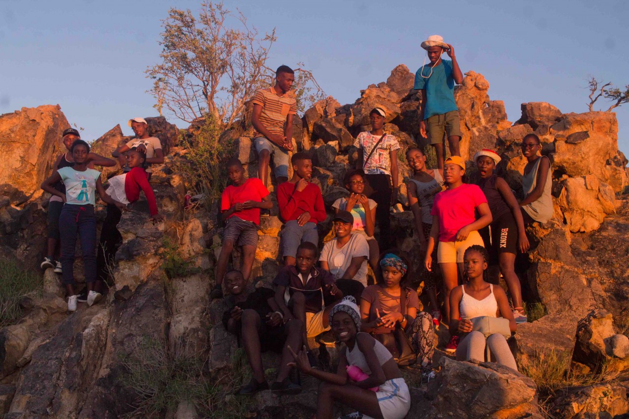 Group photo on Prayer Hill, Rock Lodge Okahandja.